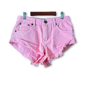 One Teaspoon Bandits Relaxed Button Fly Twisted Cuff Hem Jean Short Pink Size 23